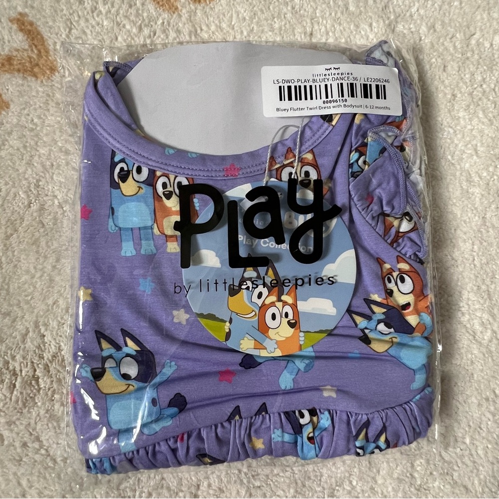 Little Sleepies LS Bluey Bingo Purple Flutter Bamboo Twirl Dress - NWT, NIB - Picture 2 of 4